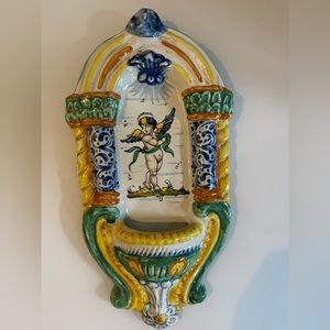 Antique Cottura Ceramic Wall Planter Pocket
Hand Painted LEO-XL234 Cherub Angel